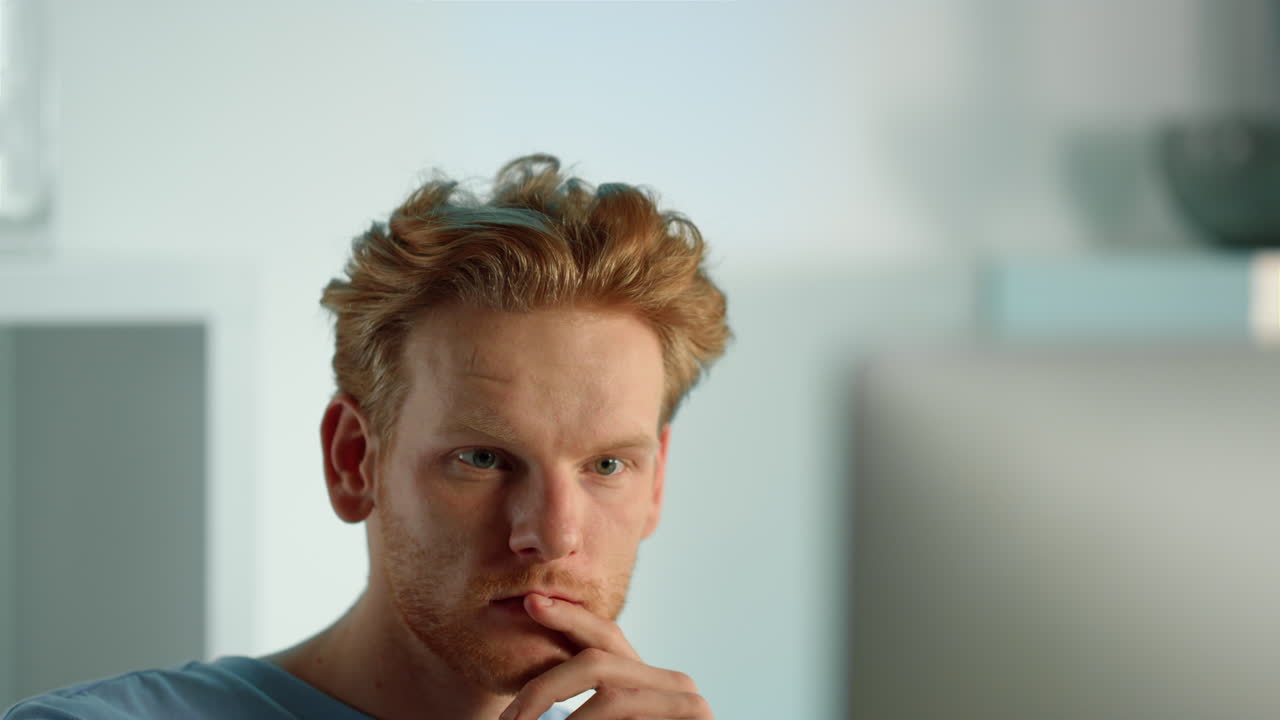 Businessman considering work problems analyze computer reports in office closeup