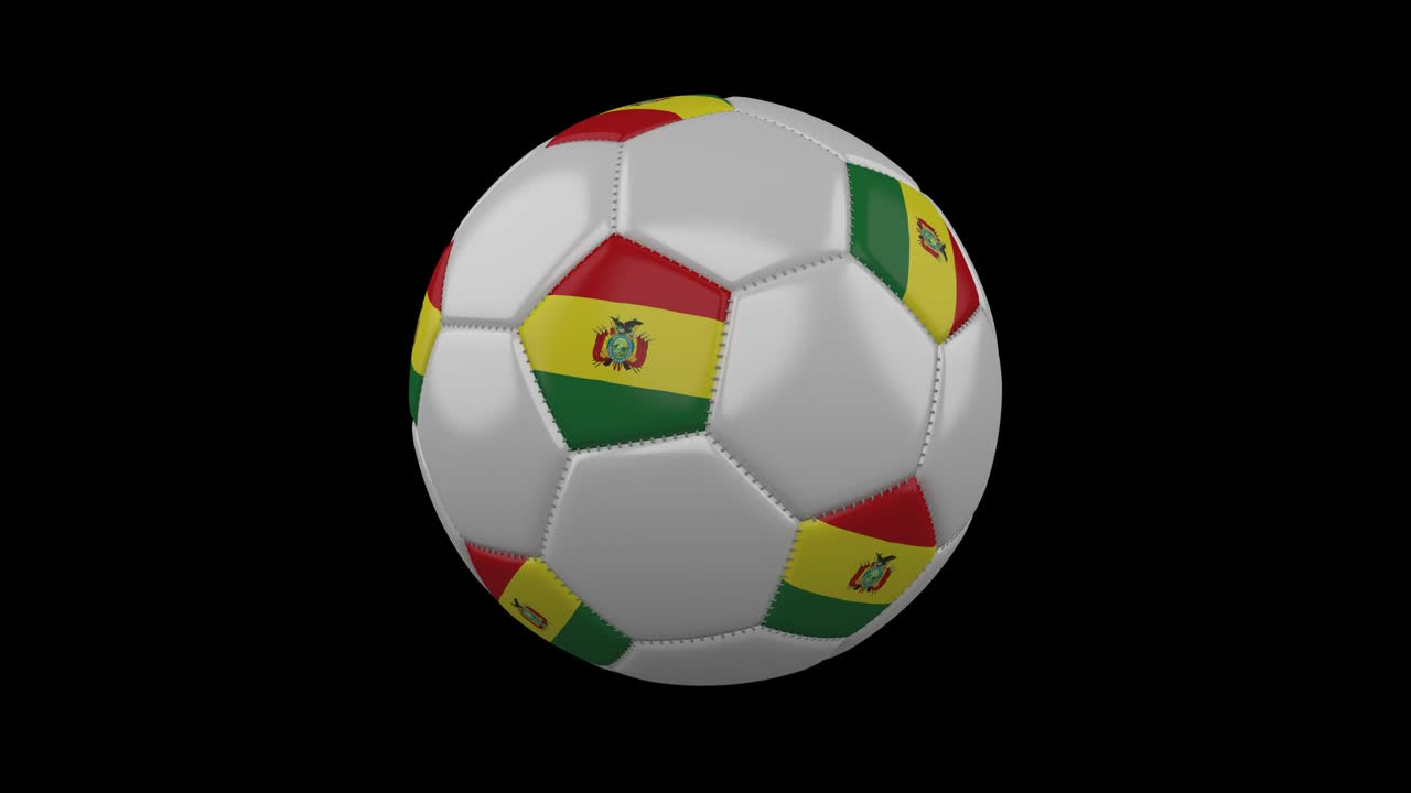 pelota de fútbol con bandera de bolivia, bucle, 4k alfa