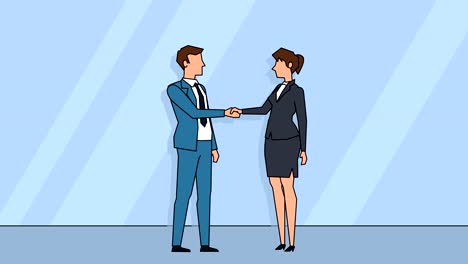 flat cartoon business people characters  success shake hands team agreement consent concept animation