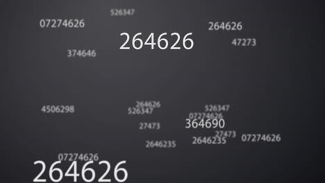 animación de números blancos cambiando y procesando en fondo gris
