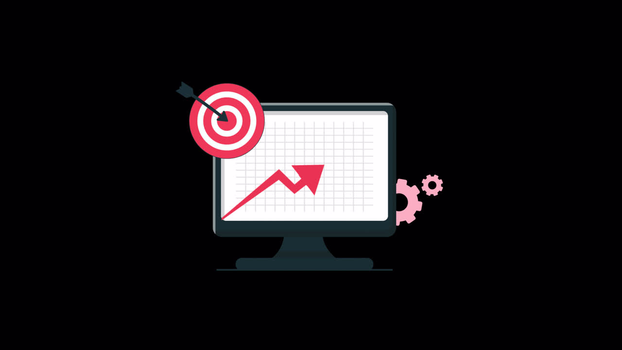 Animated Computer Monitor with Target and Data Graph