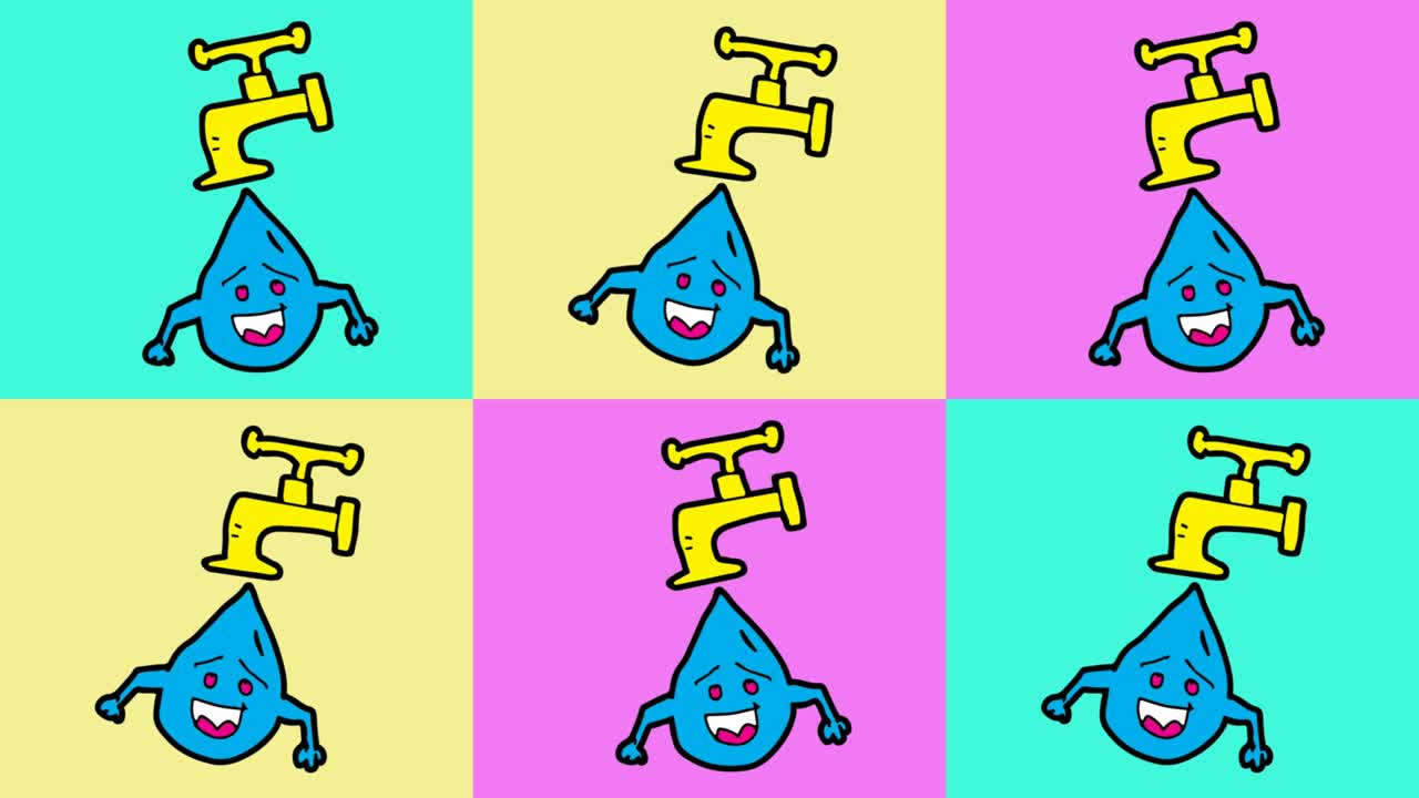kids drawing pop art seamless background with theme of tap water