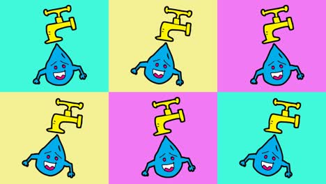 kids drawing pop art seamless background with theme of tap water