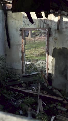inside a ruined building