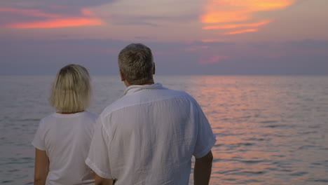 Pareja-Admirando-La-Puesta-De-Sol-Sobre-El-Mar