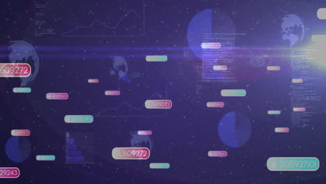 animation of digital data points with graphs floating over space-themed background