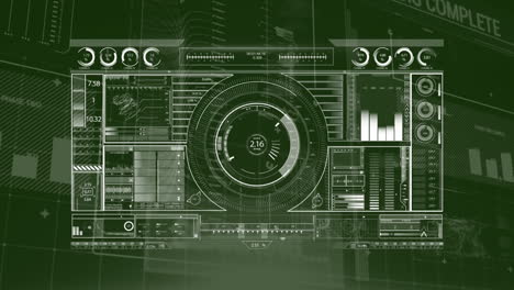 animation of data processing and statistics recording on green background