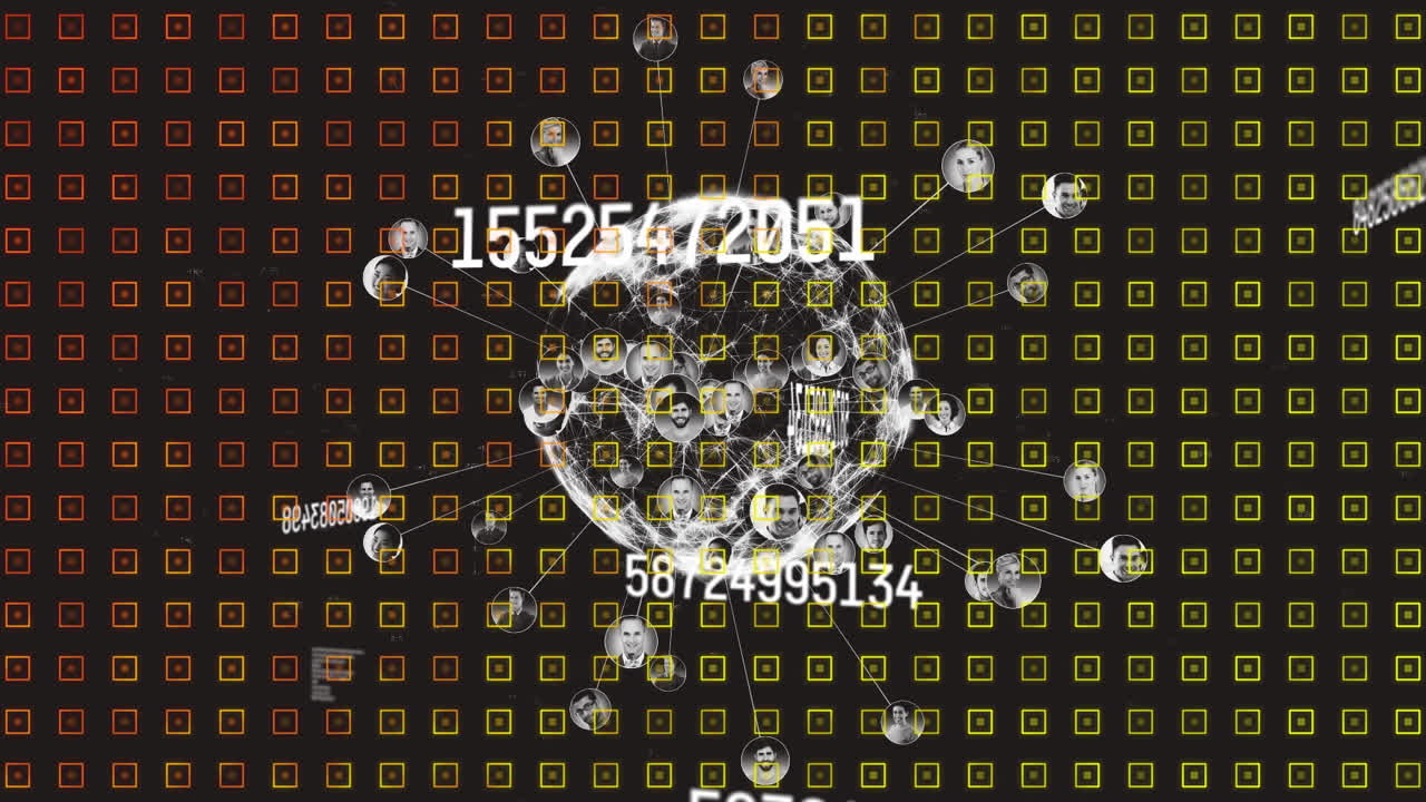 사람 아이콘으로 전 세계 데이터 처리의 애니메이션