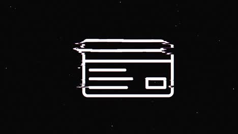 línea bussines y finanzas hud símbolo holográfico en pantalla de televisión digital vieja animación de glitch de bucle sin costuras. corazones. retro dinámico y alegre. imágenes de video coloridas y vintage.