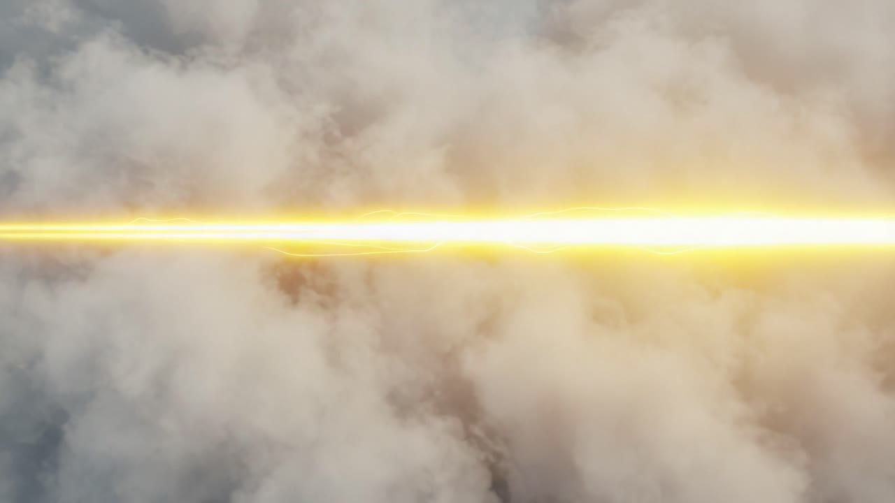 A mesmerizing visual of a striking light streak cutting through the clouds, creating a dynamic contrast and mesmerizing atmospheric effect in the sky