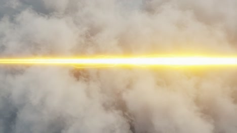 a mesmerizing visual of a striking light streak cutting through the clouds, creating a dynamic contrast and mesmerizing atmospheric effect in the sky