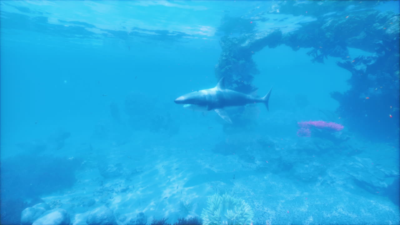 바다에서 수영하는 상어