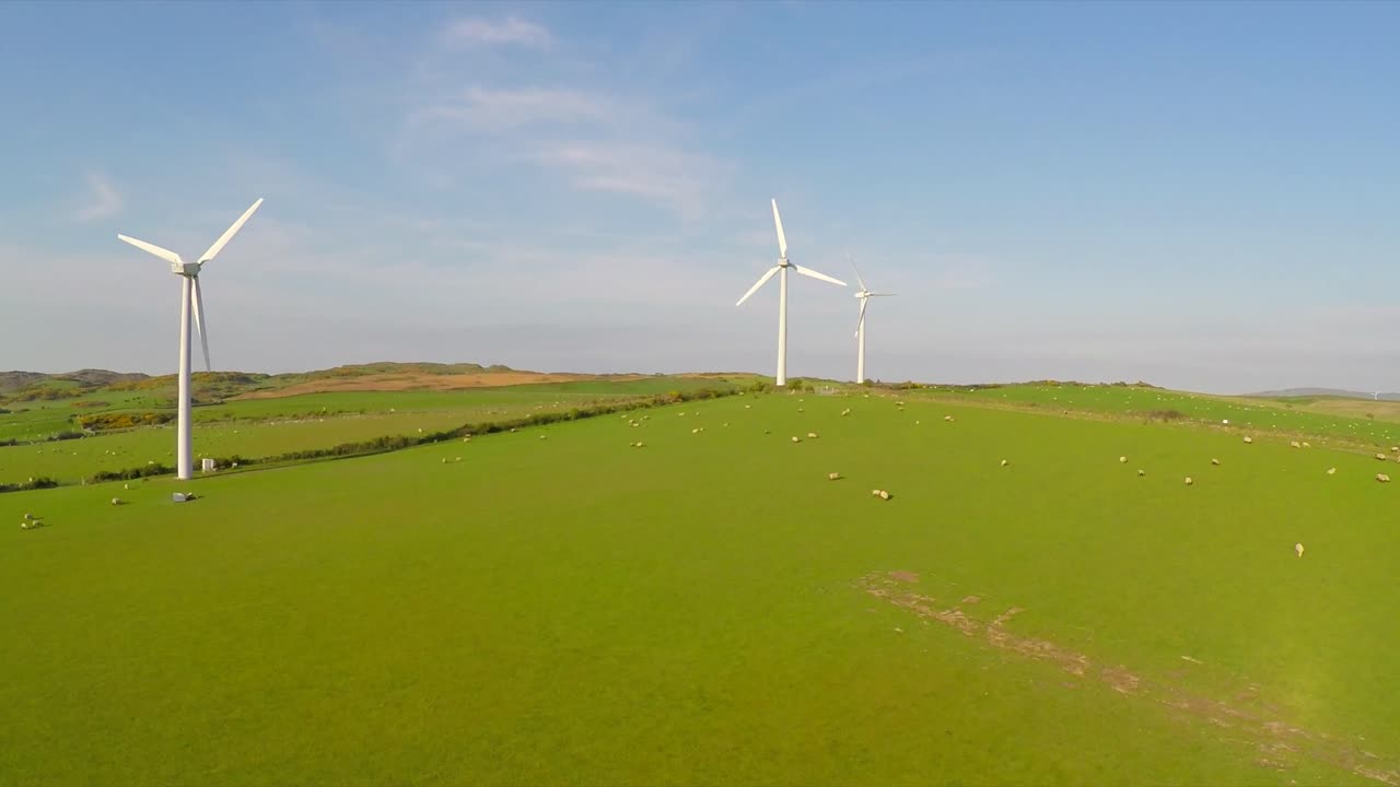 영국의 풍력 발전소에 대한 공중 촬영