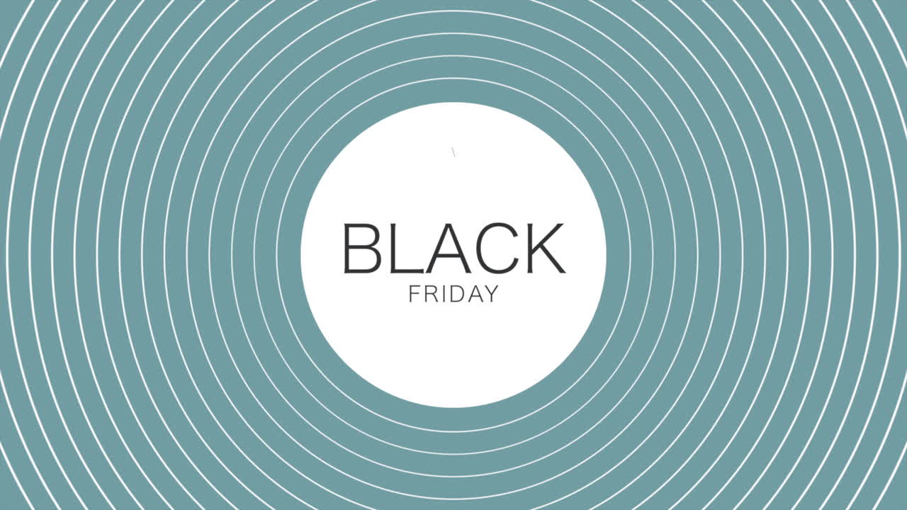Modern Black Friday text with circles pattern on blue gradient