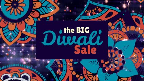 signo de venta de diwali contra el patrón floral y el fondo iluminado 4k