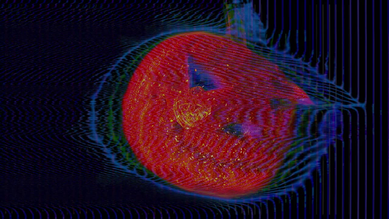 halloween pumpkin jack o' lantern 3d animation in retro VHS style