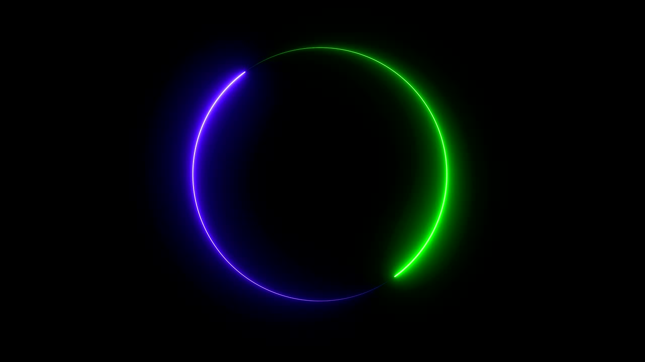 marco redondo de neón brillante abstracto. diseño de fondo tecnológico láser. en bucle