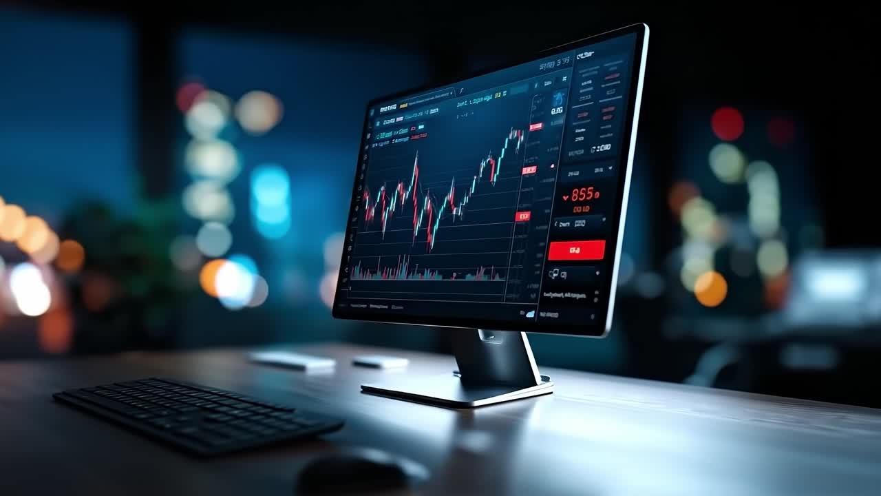 A computer monitor sitting on top of a desk next to a keyboard