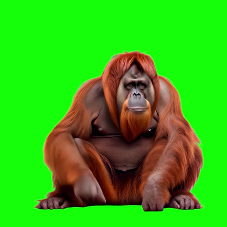 orangutan waving animation, transparent 4k video, green screen