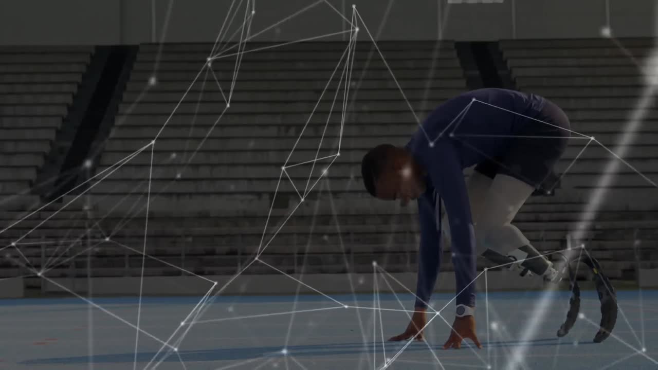 Network of connections with disabled athlete with prosthetic legs