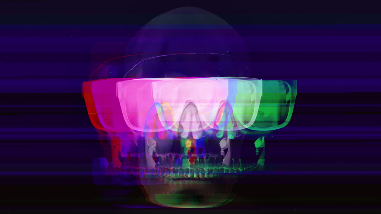 cráneo humano con gafas de sol