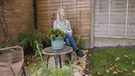 woman relaxing in a garden
