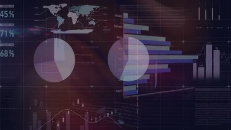 animación del procesamiento de datos financieros sobre las estadísticas