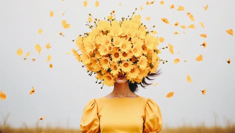 woman with a flower head