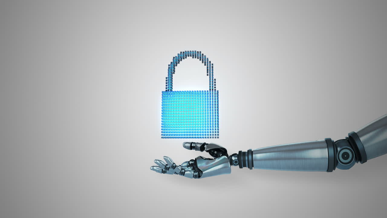 mano robótica que presenta la seguridad de datos en la nube digital