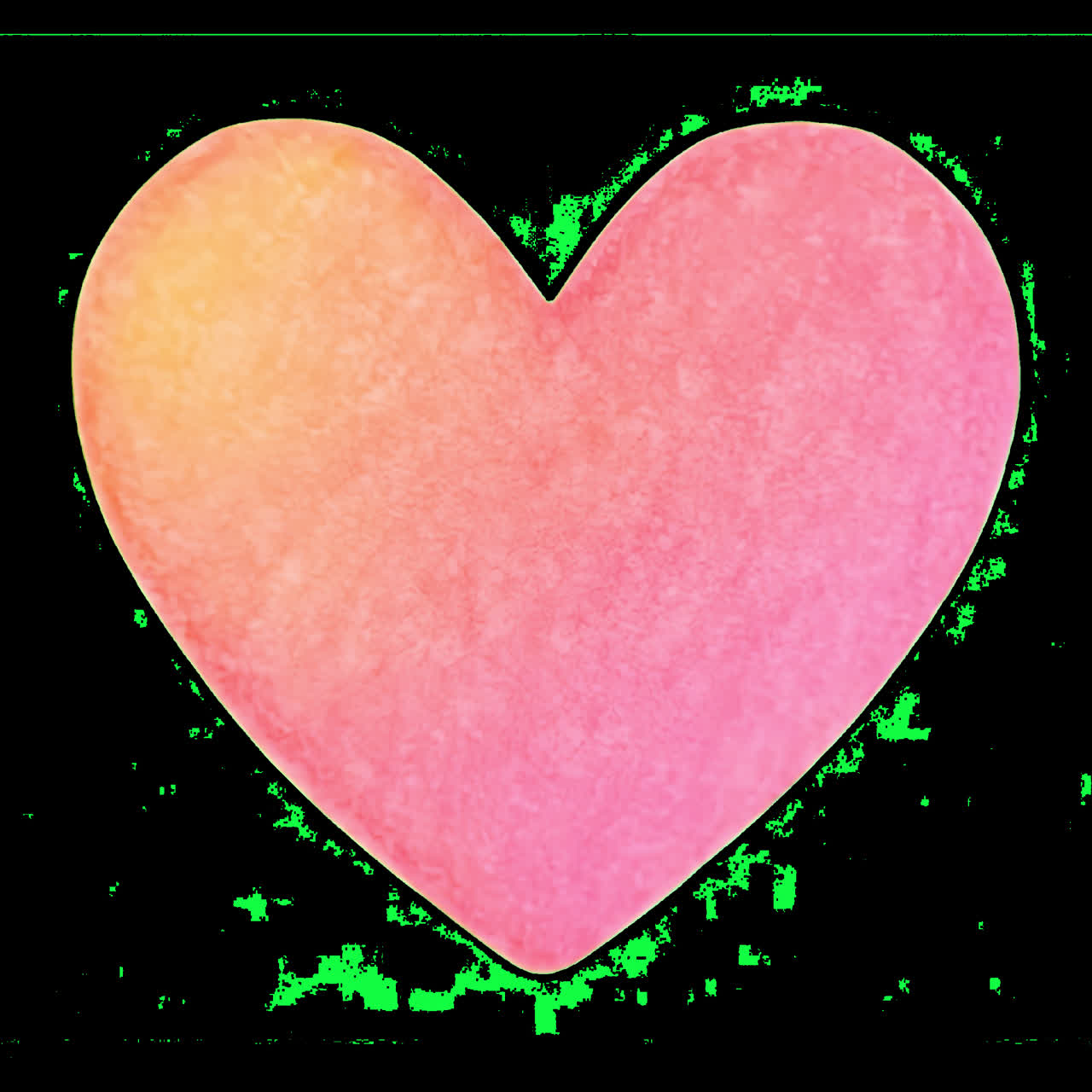 Colorful heart watercolor texture animation isolated asset, transparent 4K video, alpha channel