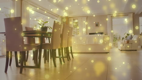 animation of spots of light over modern kitchen and dining room