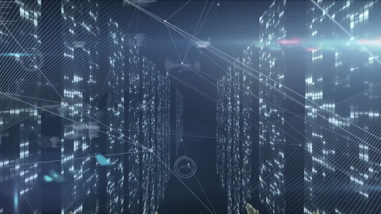Animation of connections over lights in navy space