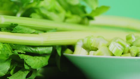 fresh green celery slowly rotates.