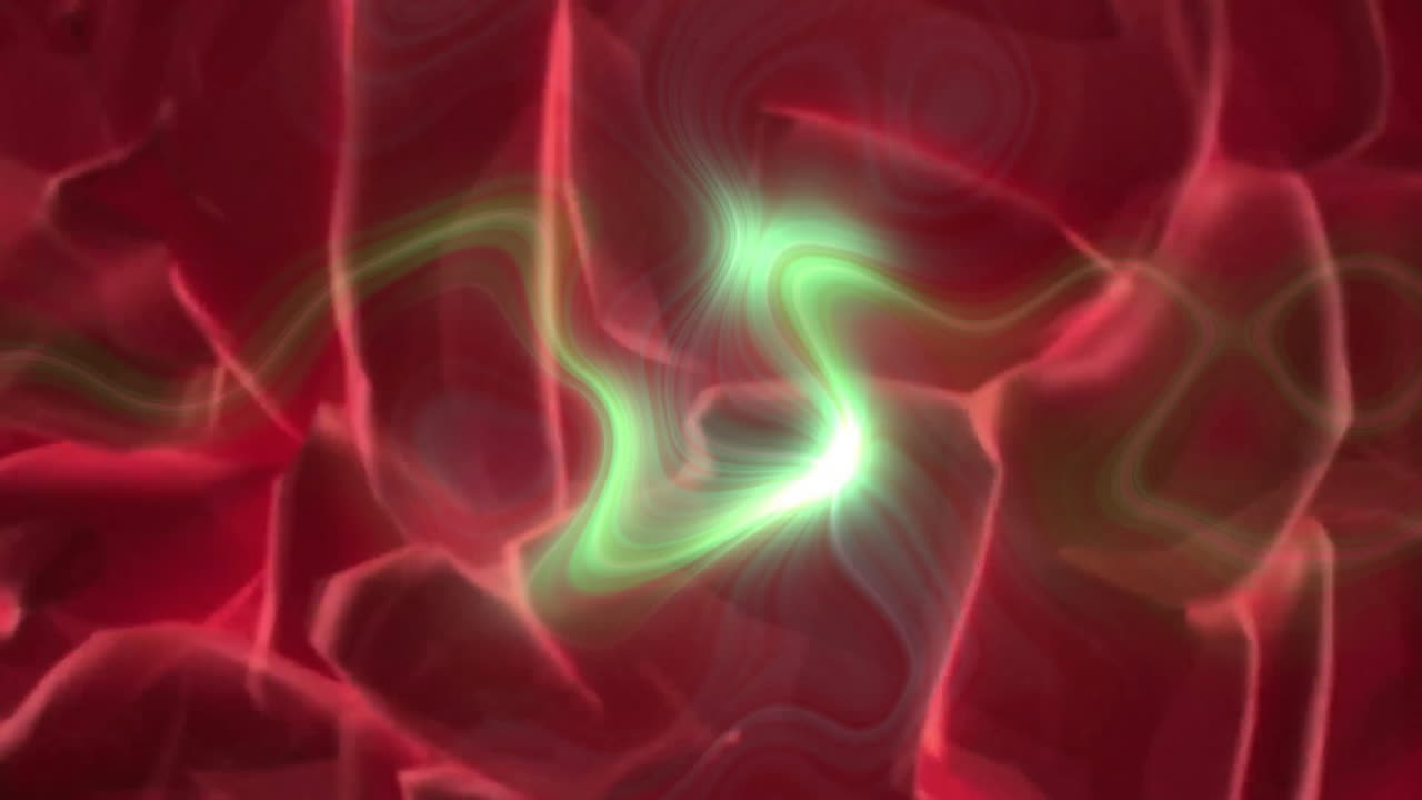 Animation of glowing brain with swirling green energy on dark background