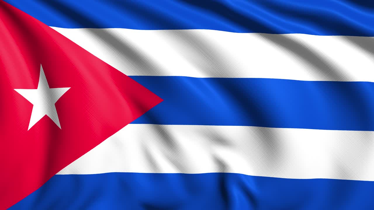 Bandiera di Cuba con struttura in tessuto al vento (ripetibile in loop)