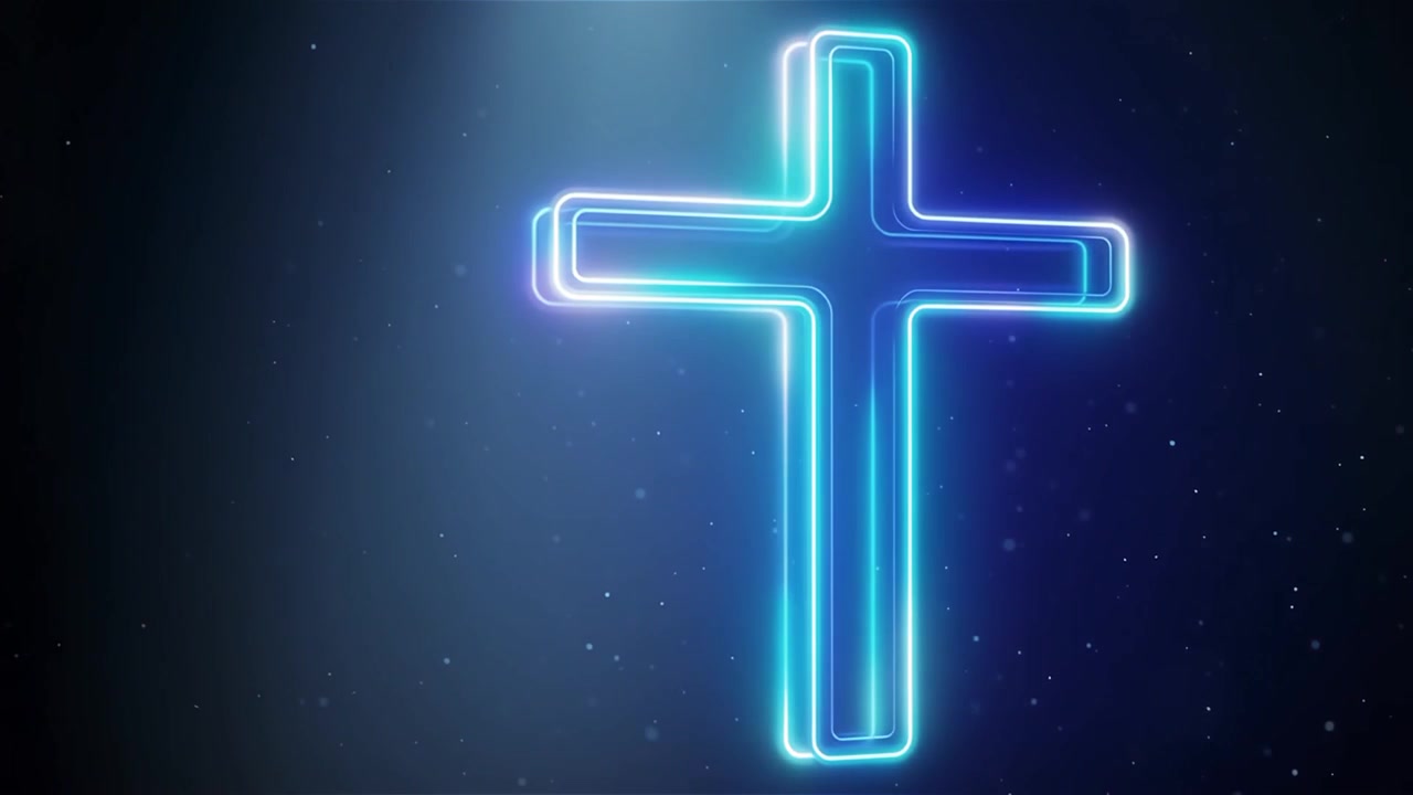 Croce Cristiana Luce Celestiale Sfondo per il Culto.