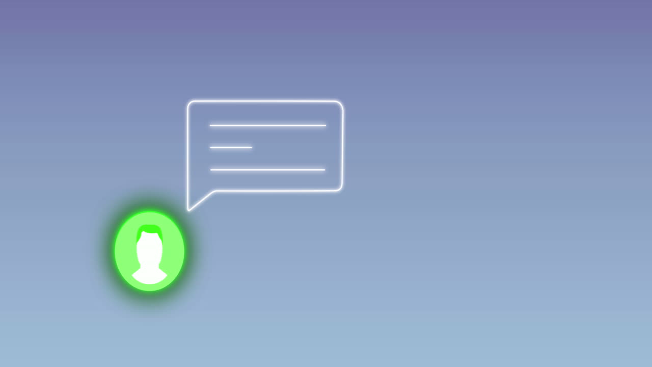 Animation of message icon over blue background