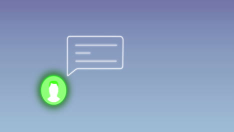 animación del icono del mensaje sobre fondo azul