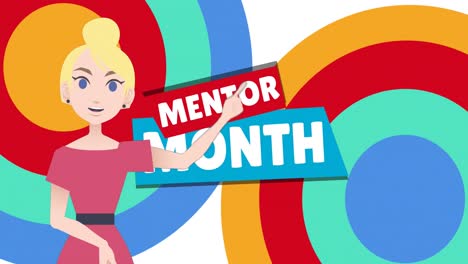 Animation-of-woman-talking-over-mentor-month-text