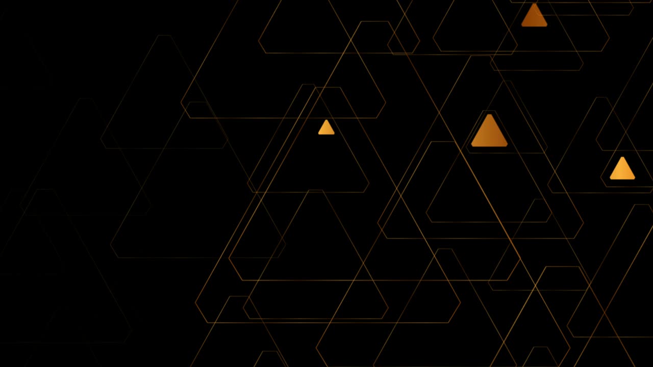 금색 삼각형으로 추상적인 기하학적 운동 배경
