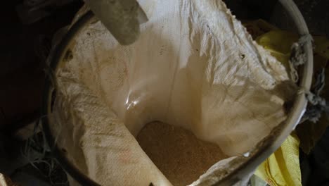 in a flour factory, wheat grains are separated from their shells.