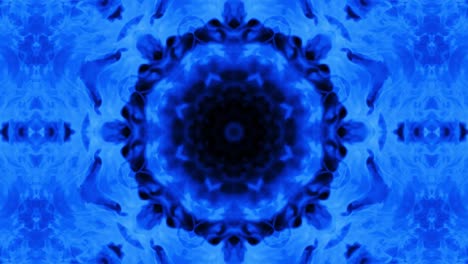 fuego con llamas azules sobre un fondo negro. llama de fuego ardiente. flujo de fuego abstracto es caleidoscopio. budismo flor de mandala, kaleido. azul ardiente brillante. fuego fuerte. campos ardientes. bucle 4k