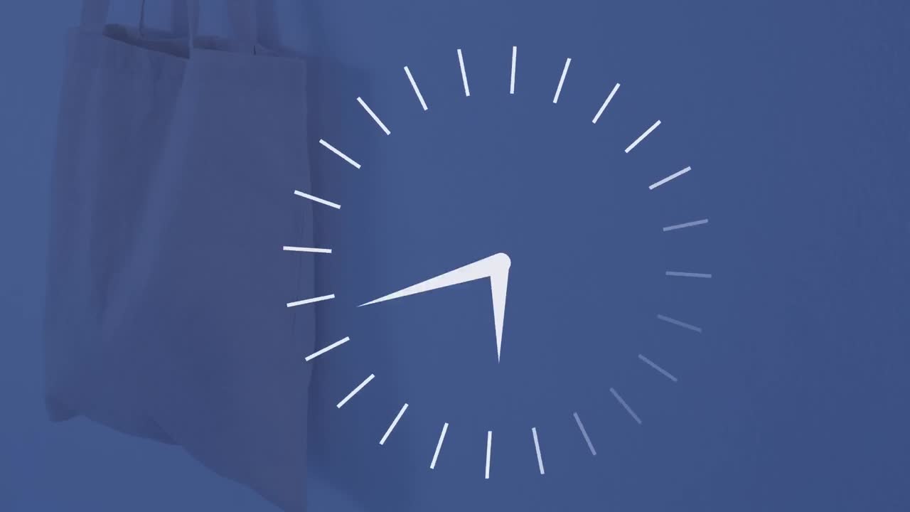 쇼핑 가방 위 에 움직이는 시계 의 애니메이션