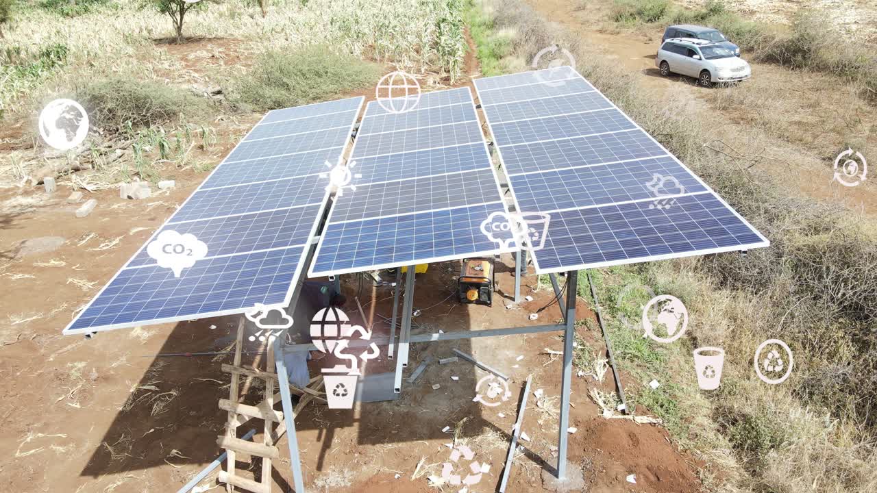paneles solares bombeo agua granja kenia