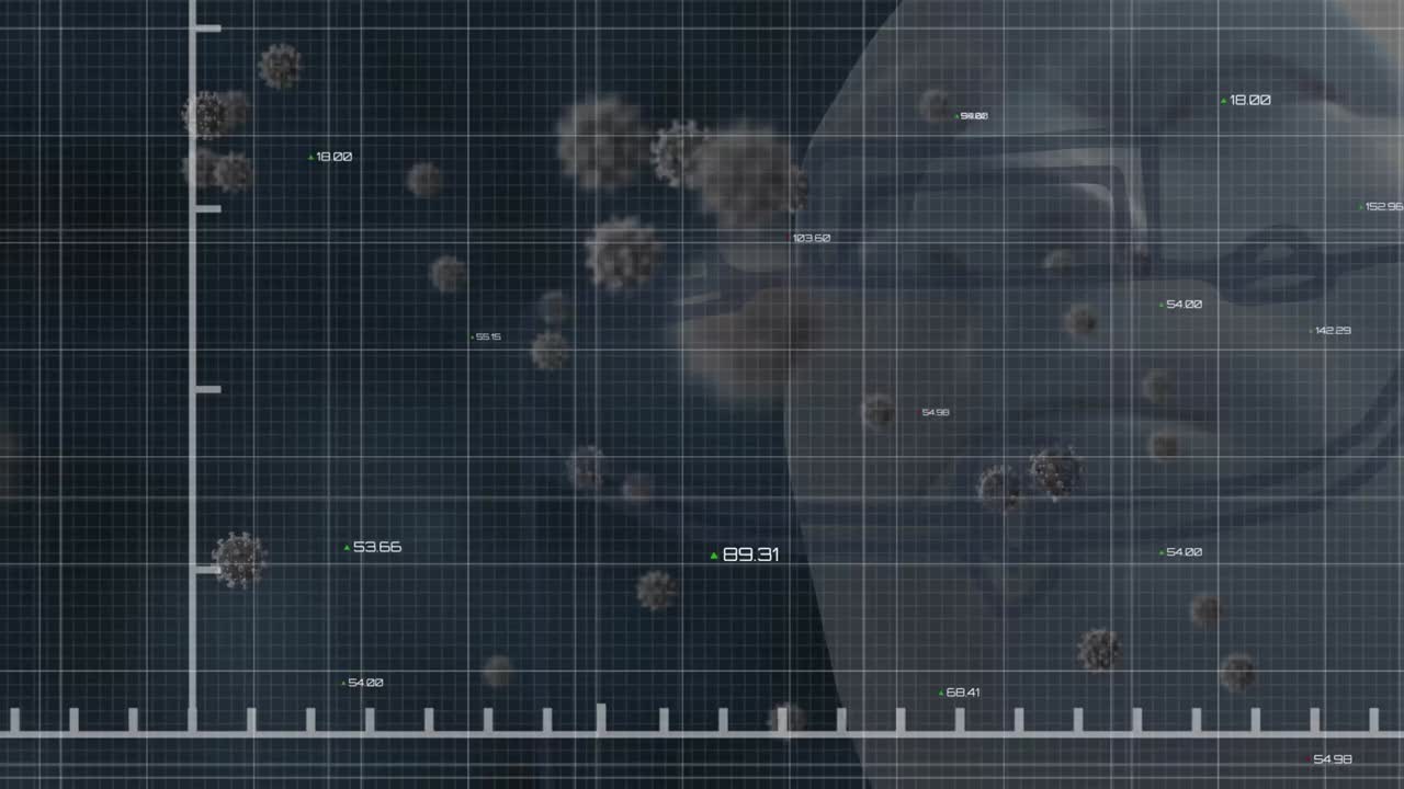 바이러스 세포에 대한 데이터 처리의 애니메이션