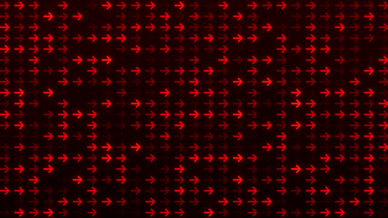 Red Neon Arrow Animation Glowing Futuristic Digital Direction Background