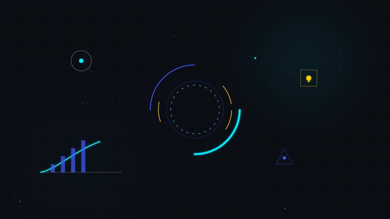 Abstract Digital Interface with Animated Data Visualization