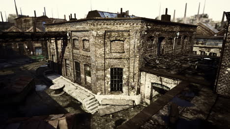 edificios industriales abandonados cerrados con tablas