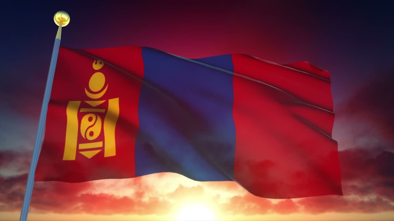 4k bandera muy detallada de mongolia en bucle