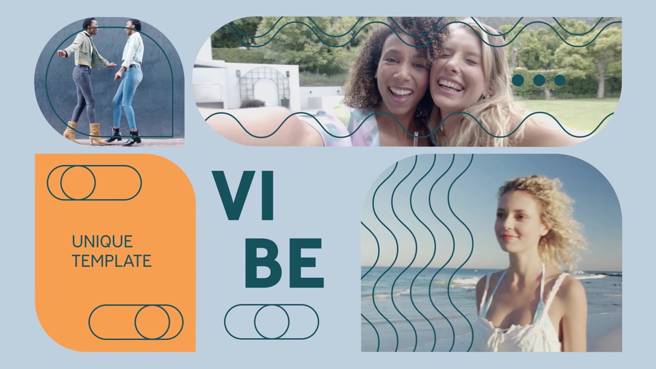 Dynamická video šablona Bento Grid s různorodými lifestylovými záběry